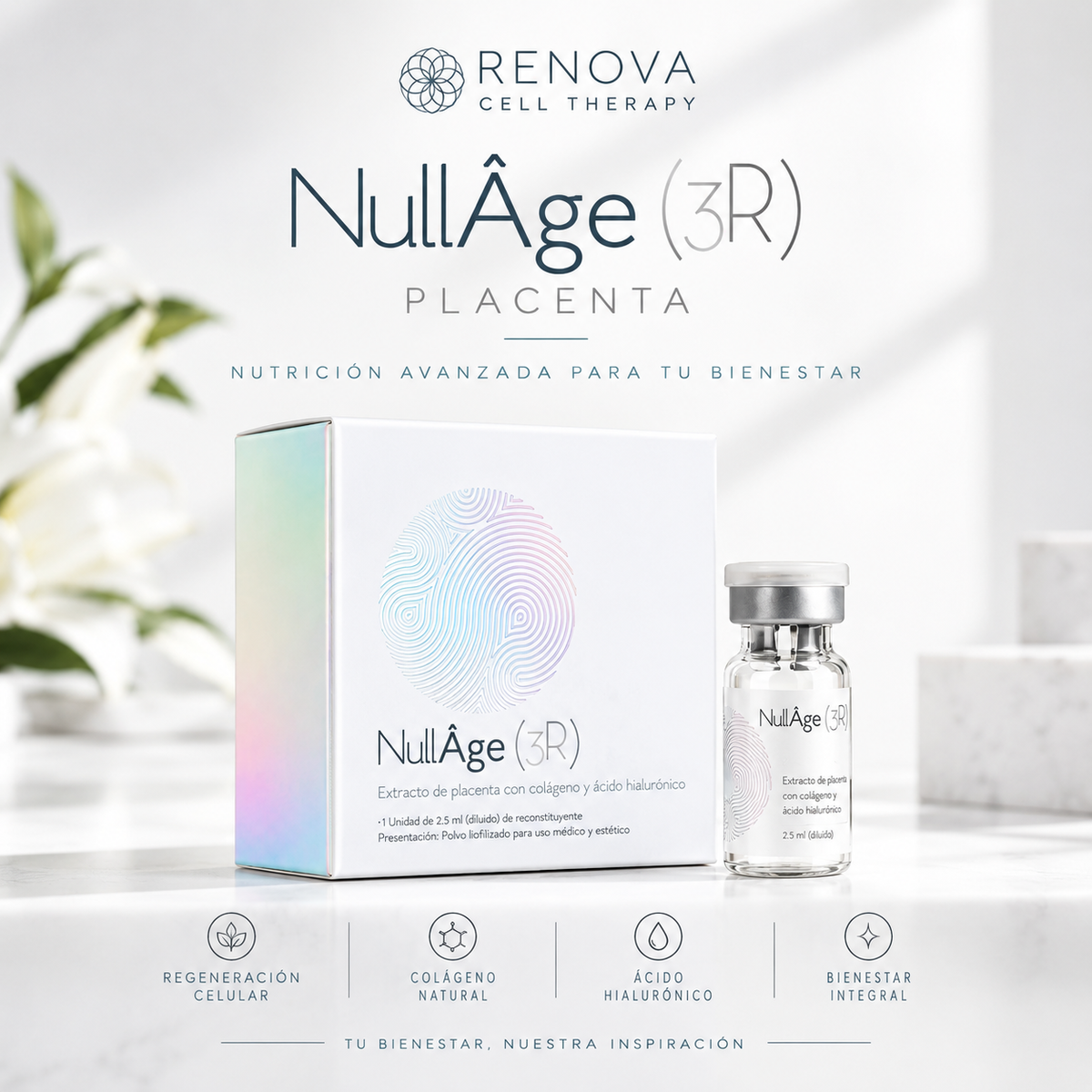 NullAge 3R Placenta + Hialurónico + Colágeno